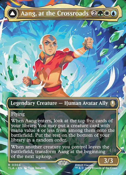 Aang, at the Crossroads // Aang, Destined Savior (#304) (Borderless) - (Foil): Avatar: The Last Airbender