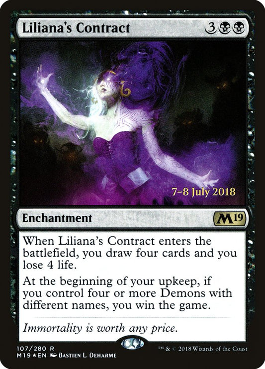 Liliana's Contract (Prerelease) (Core Set 2019) - (Foil): Core Set 2019 Promos
