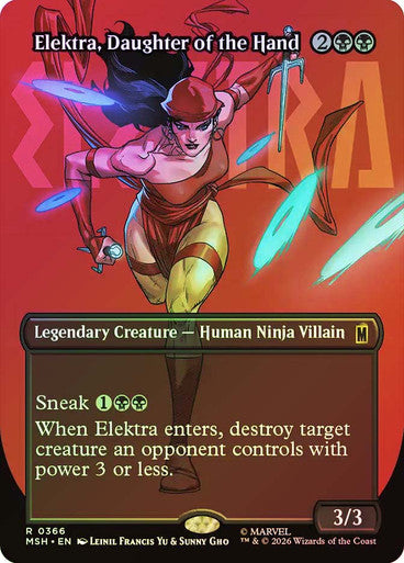 Elektra, Daughter of the Hand (Borderless) (#366) - (Foil): Marvel Super Heroes