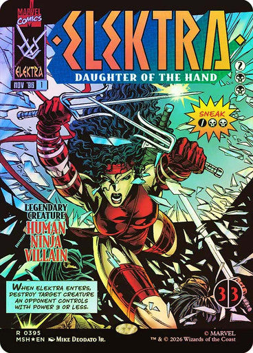 Elektra, Daughter of the Hand (Borderless) (#395) - (Foil): Marvel Super Heroes