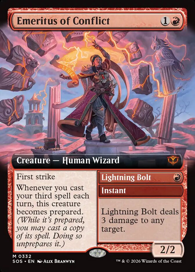 Emeritus of Conflict // Lightning Bolt - (Foil): Secrets of Strixhaven