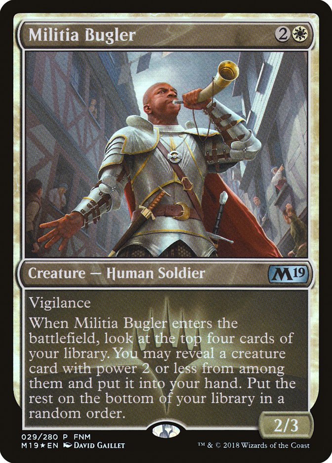 Militia Bugler (FNM) - (Foil): Core Set 2019 Promos