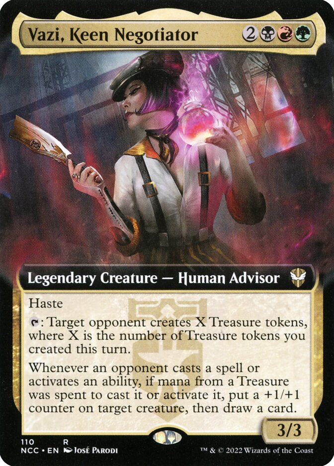Vazi, Keen Negotiator (Extended Art) - (Foil): New Capenna Commander