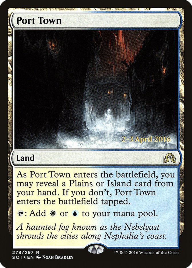 Port Town (Prerelease) (Shadows over Innistrad) - (Foil): Shadows over Innistrad Promos
