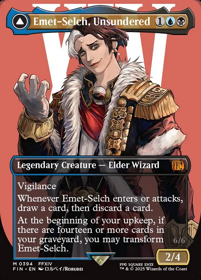 Emet-Selch, Unsundered // Hades, Sorcerer of Eld (#394) (Borderless) - (Foil): Final Fantasy
