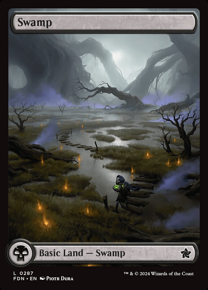 Swamp (#287) (Full Art) - (Foil): Foundations