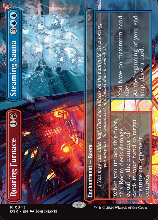 Roaring Furnace // Steaming Sauna (Borderless) - (Foil): Duskmourn: House of Horror