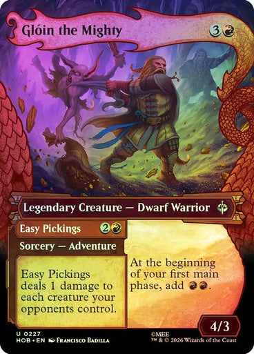 Glóin the Mighty // Easy Pickings (Borderless, Showcase) (#227) - (Foil): The Hobbit