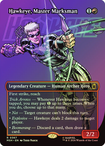 Hawkeye, Master Marksman (Borderless) (#367) - (Foil): Marvel Super Heroes