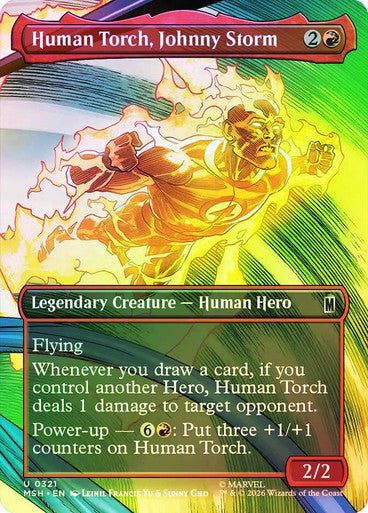 Human Torch, Johnny Storm (Borderless) (#321) - (Foil): Marvel Super Heroes