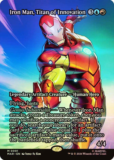 Iron Man, Titan of Innovation (Borderless) (#091) - (Foil): Marvel Universe