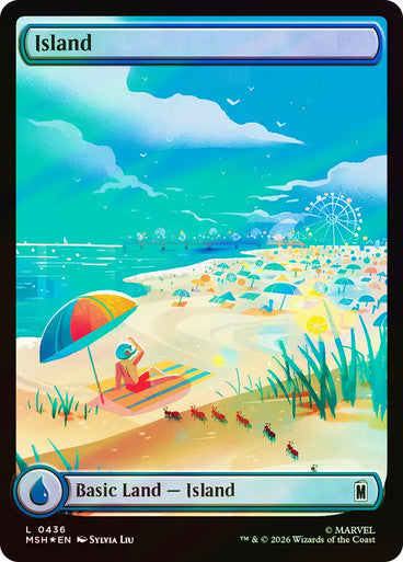 Island (Surge Foil) (Full Art) (#436) - (Foil): Marvel Super Heroes