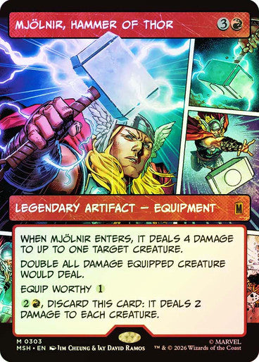 Mjölnir, Hammer of Thor (Showcase, Borderless) (#303) - (Foil): Marvel Super Heroes
