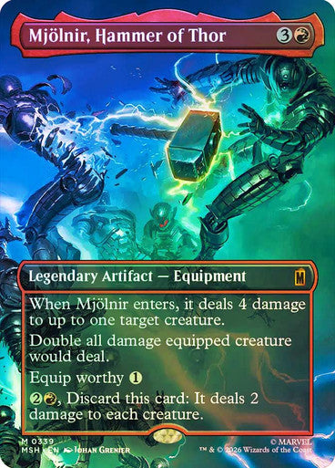 Mjölnir, Hammer of Thor (Borderless) (#339) - (Foil): Marvel Super Heroes