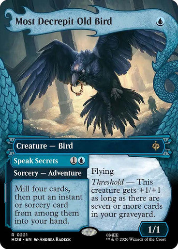 Most Decrepit Old Bird // Speak Secrets (Borderless, Showcase) (#221): The Hobbit