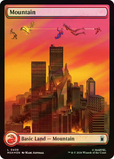 Mountain (Surge Foil) (Full Art) (#439) - (Foil): Marvel Super Heroes