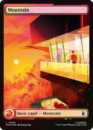 Mountain (Surge Foil) (Full Art) (#440) - (Foil): Marvel Super Heroes