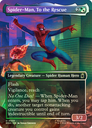 Spider-Man, To the Rescue (Borderless) (#335) - (Foil): Marvel Super Heroes