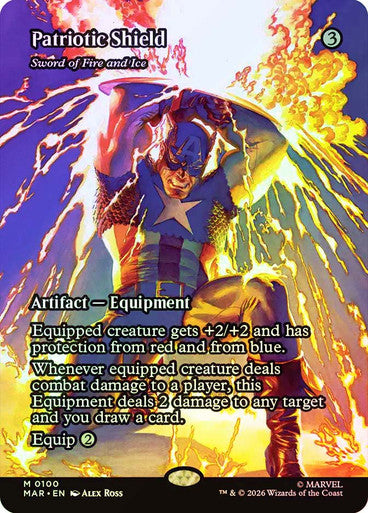 Sword of Fire and Ice (Borderless) (#100) (Patriotic Shield) - (Foil): Marvel Universe