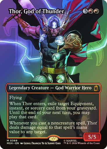 Thor, God of Thunder (Borderless) (#369) - (Foil): Marvel Super Heroes