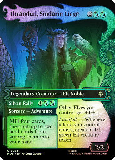 Thranduil, Sindarin Liege // Silvan Rally (Showcase, Borderless) (#233) - (Foil): The Hobbit