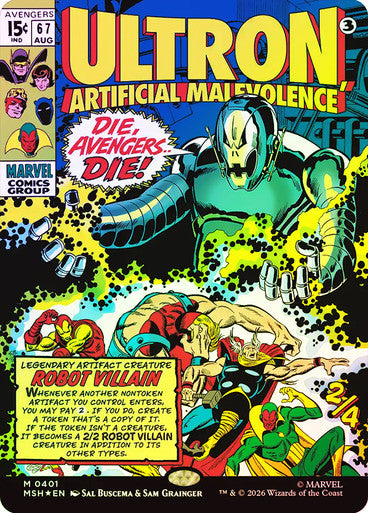 Ultron, Artificial Malevolence (Borderless) (#401) - (Foil): Marvel Super Heroes