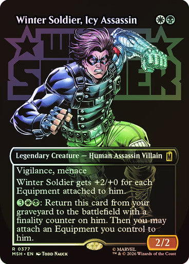 Winter Soldier, Icy Assassin (Borderless) (#377) - (Foil): Marvel Super Heroes
