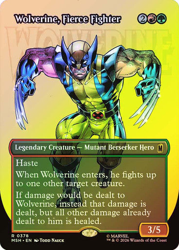 Wolverine, Fierce Fighter (Borderless) (#378) - (Foil): Marvel Super Heroes