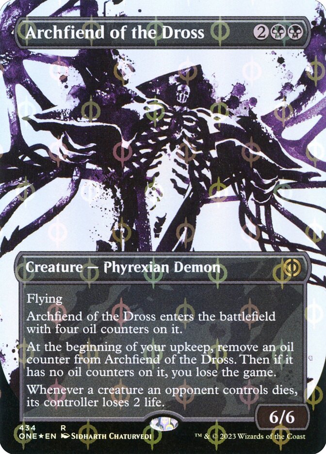 Archfiend of the Dross (#434) (Borderless) (Showcase) (Compleat Foil) - (Foil): Phyrexia: All Will Be One