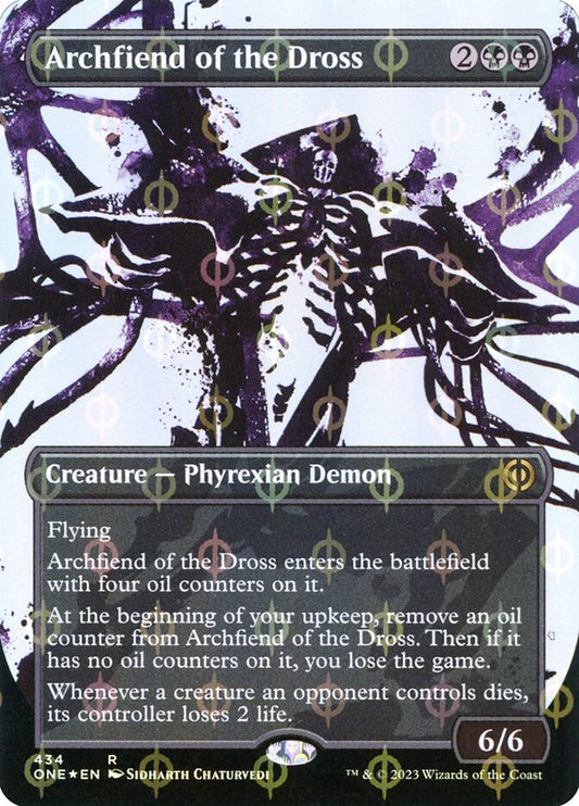 Archfiend of the Dross (#434) (Borderless) (Showcase) (Compleat Foil) - (Foil): Phyrexia: All Will Be One