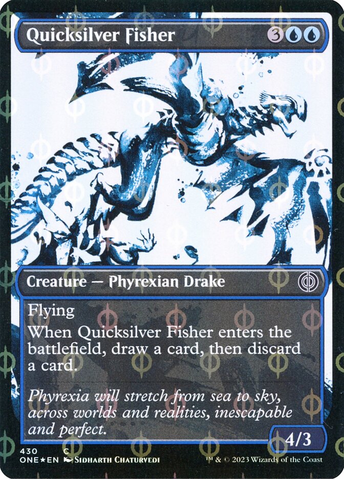 Quicksilver Fisher (#430) (Showcase) (Compleat Foil) - (Foil): Phyrexia: All Will Be One
