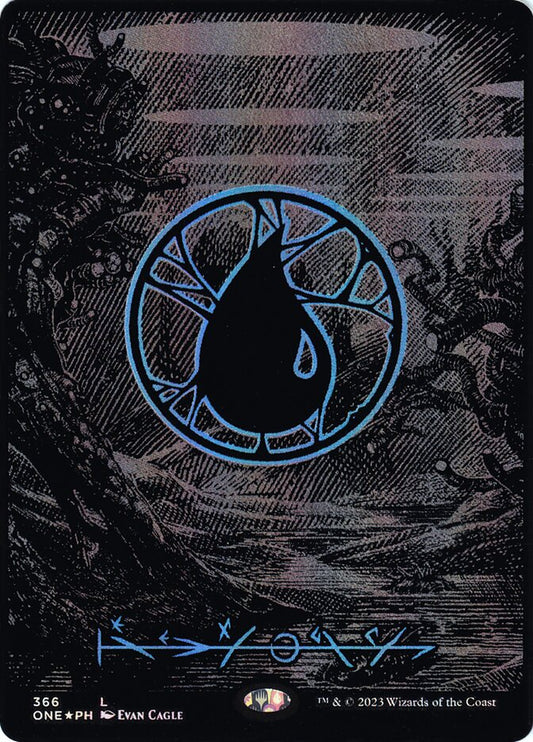 Island (#366) (Full Art) (Phyrexian) (Oil Slick Foil) - (Foil): Phyrexia: All Will Be One