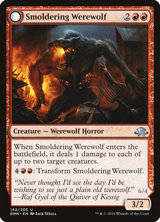Smoldering Werewolf // Erupting Dreadwolf: Eldritch Moon