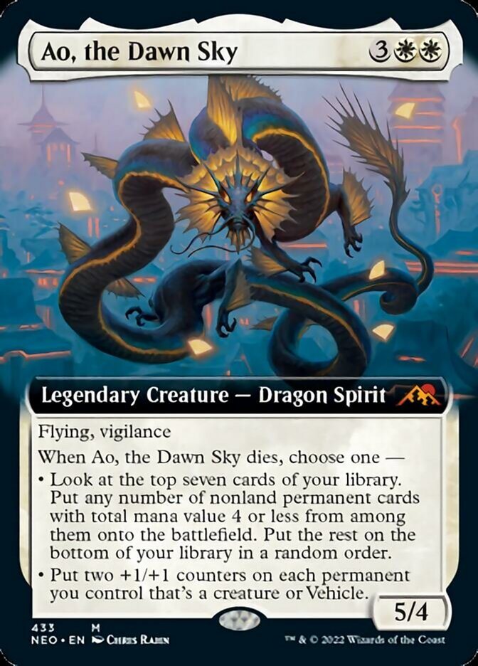 Ao, the Dawn Sky (Extended Art) - (Foil): Kamigawa: Neon Dynasty