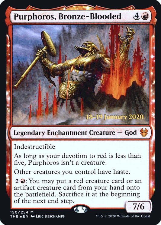 Purphoros, Bronze-Blooded (Prerelease) (Theros Beyond Death) - (Foil): Theros Beyond Death Promos
