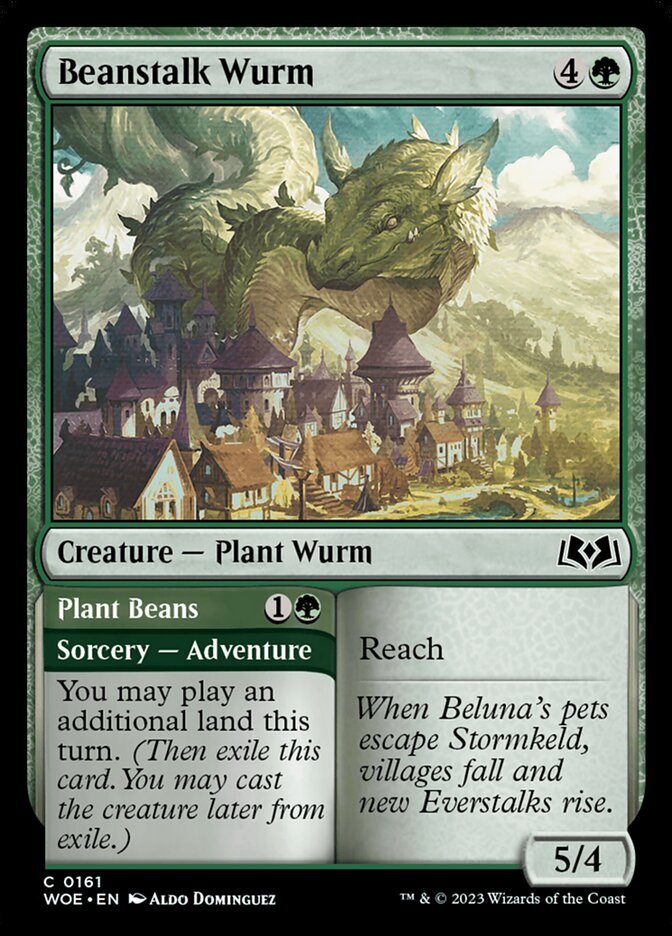 Beanstalk Wurm // Plant Beans - (Foil): Wilds of Eldraine