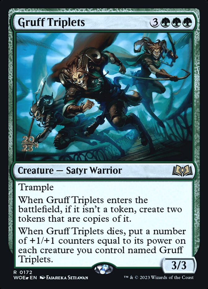 Gruff Triplets (Prerelease) (Wilds of Eldraine) - (Foil): Wilds of Eldraine Promos