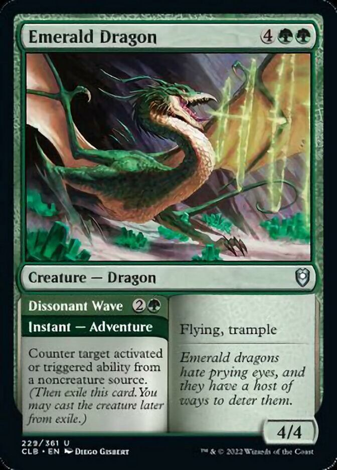 Emerald Dragon // Dissonant Wave - (Foil): Commander Legends: Battle for Baldur's Gate