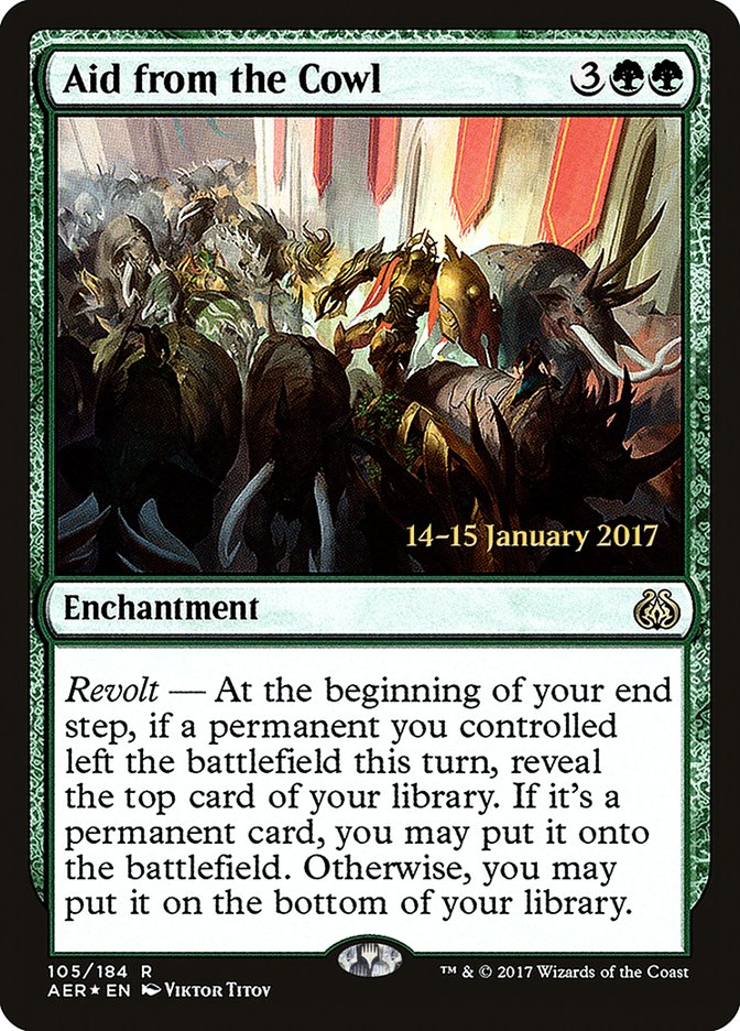 Aid from the Cowl (Prerelease) (Aether Revolt) - (Foil): Aether Revolt Promos