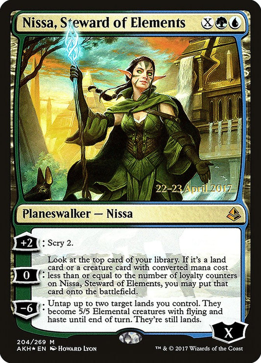 Nissa, Steward of Elements (Prerelease) (Amonkhet) - (Foil): Amonkhet Promos