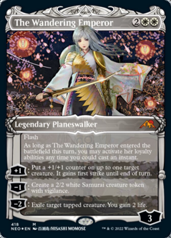 The Wandering Emperor (Showcase) (Foil Etched) - (Foil): Kamigawa: Neon Dynasty