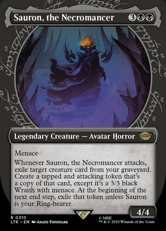 Sauron, the Necromancer (Borderless) (Showcase) - (Foil): The Lord of the Rings: Tales of Middle-earth