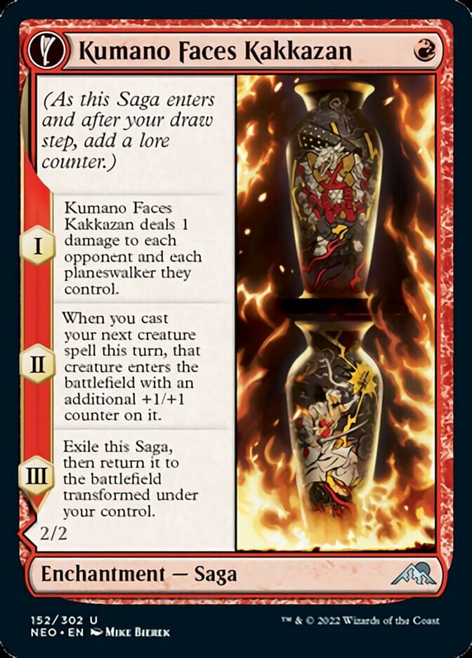 Kumano Faces Kakkazan // Etching of Kumano: Kamigawa: Neon Dynasty