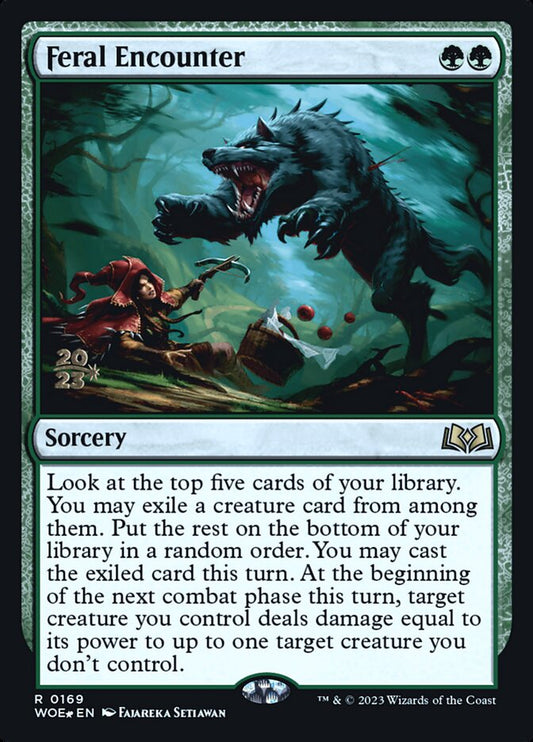 Feral Encounter (Prerelease) (Wilds of Eldraine) - (Foil): Wilds of Eldraine Promos