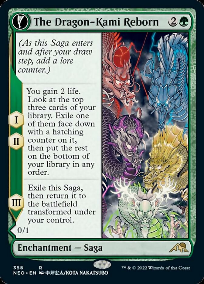 The Dragon-Kami Reborn // Dragon-Kami's Egg (Showcase) - (Foil): Kamigawa: Neon Dynasty