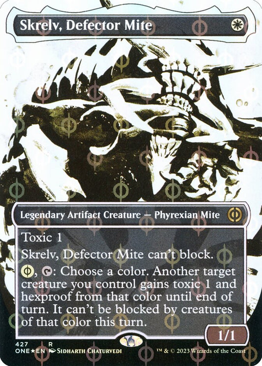 Skrelv, Defector Mite (#427) (Borderless) (Showcase) (Compleat Foil) - (Foil): Phyrexia: All Will Be One