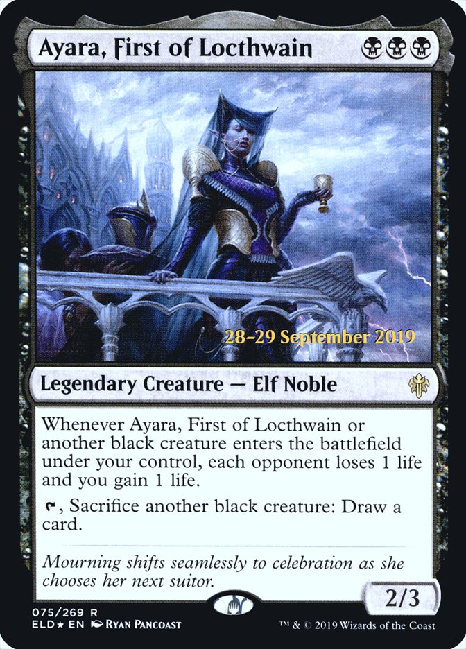 Ayara, First of Locthwain (Prerelease) (Throne of Eldraine) - (Foil): Throne of Eldraine Promos