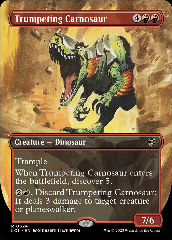 Trumpeting Carnosaur (Borderless) - (Foil): Lost Caverns of Ixalan