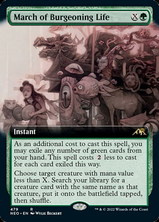 March of Burgeoning Life (Extended Art): Kamigawa: Neon Dynasty
