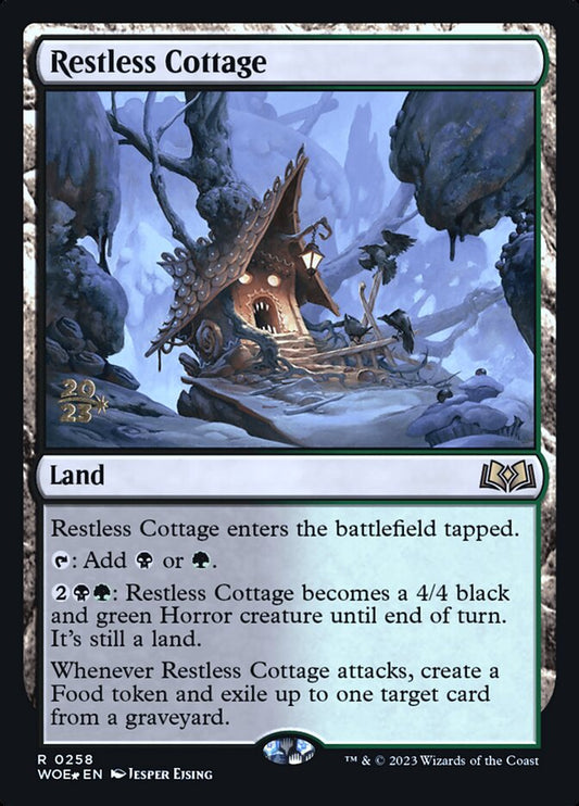 Restless Cottage (Prerelease) (Wilds of Eldraine) - (Foil): Wilds of Eldraine Promos
